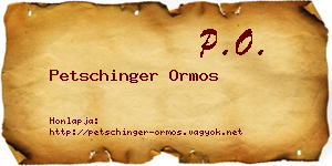 Petschinger Ormos névjegykártya